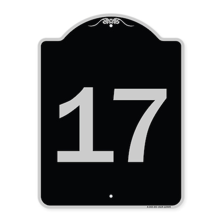 Signmission Sign with Number 17 Heavy-Gauge Aluminum Architectural Sign, 24" x 18", BS-1824-22905 A-DES-BS-1824-22905